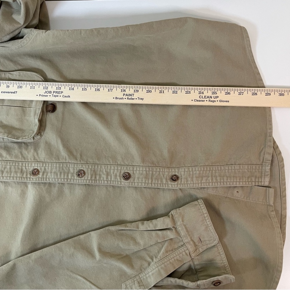 ORVIS Mens XXL Tan Cotton Chamois Button‎ Up Utility Work Shirt Outdoors Rugged - Picture 6 of 8